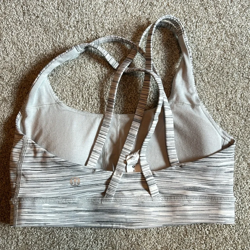 lululemon athletica Striped Light Gray Sports Bra